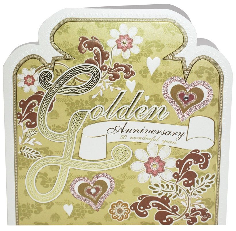 Hand Finished Golden Anniversary Card Karenza Paperie