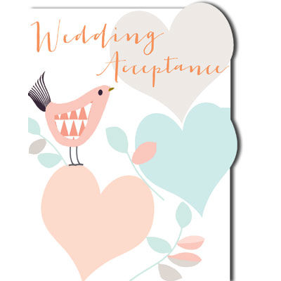 Bird Hearts Wedding Acceptance Card Karenza Paperie