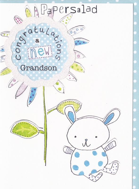 White Cotton Cards – Handgefertigte Glückwunschkarte Zum Enkel, 16x16 Cm, Mit Strass