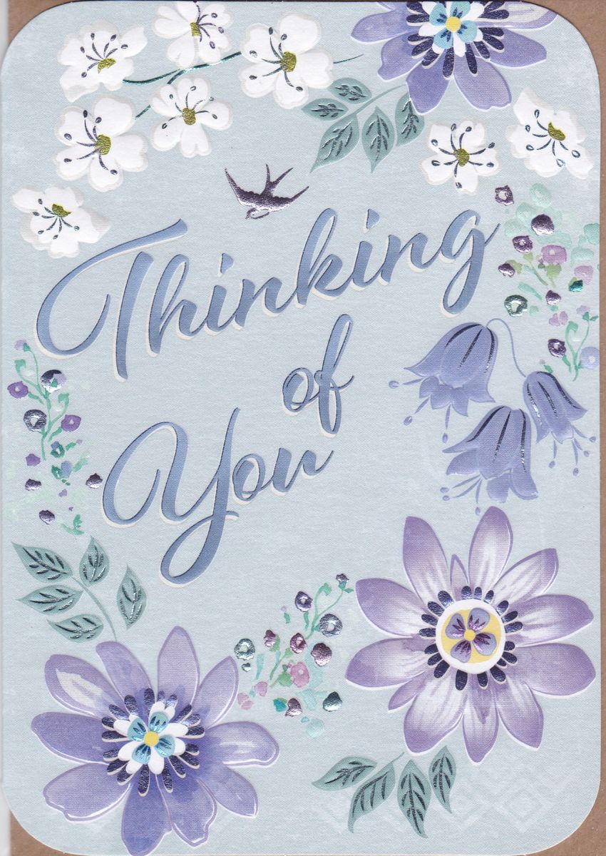 Blue Flowers Thinking Of You Card Karenza Paperie