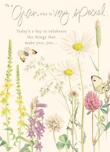 buy gran birthday cards online with flowers and butterflies from karenza paperie country diary cards