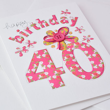 buy 40th birthday card online with flowers from karenza paperie age forty fortieth cards