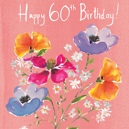 buy 60th birthday cards online from karenza paperie flowers flora l60th sixty sixtieth birthday cards for her