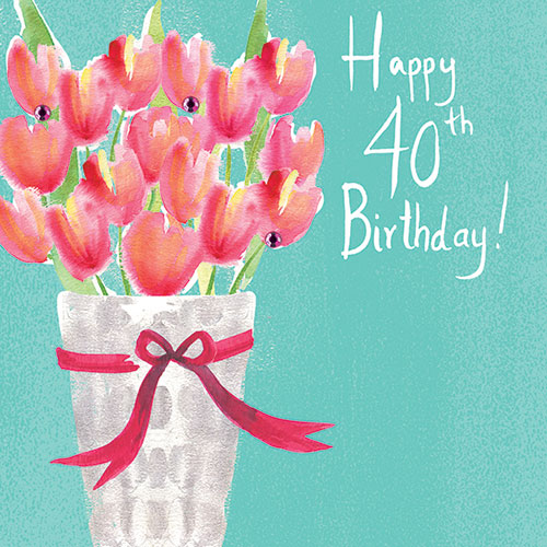 buy 40th birthday card online with flowers from karenza paperie age forty fortieth cards