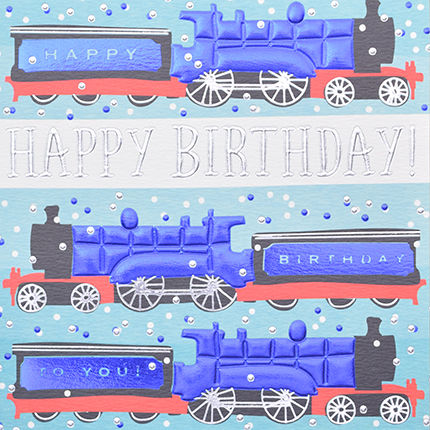 hand finished train birthday card karenza paperie