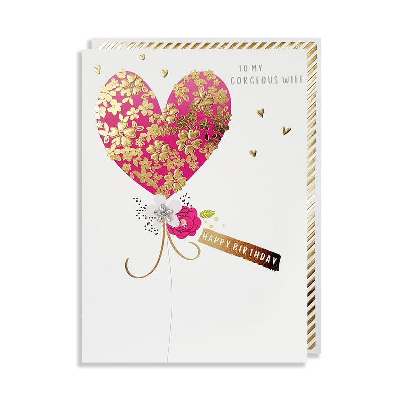 Hand Finished Gorgeous Wife Heart Birthday Card Product Images Of Hand Finished Gorgeous Wife Heart Birthday Card Product Images Of