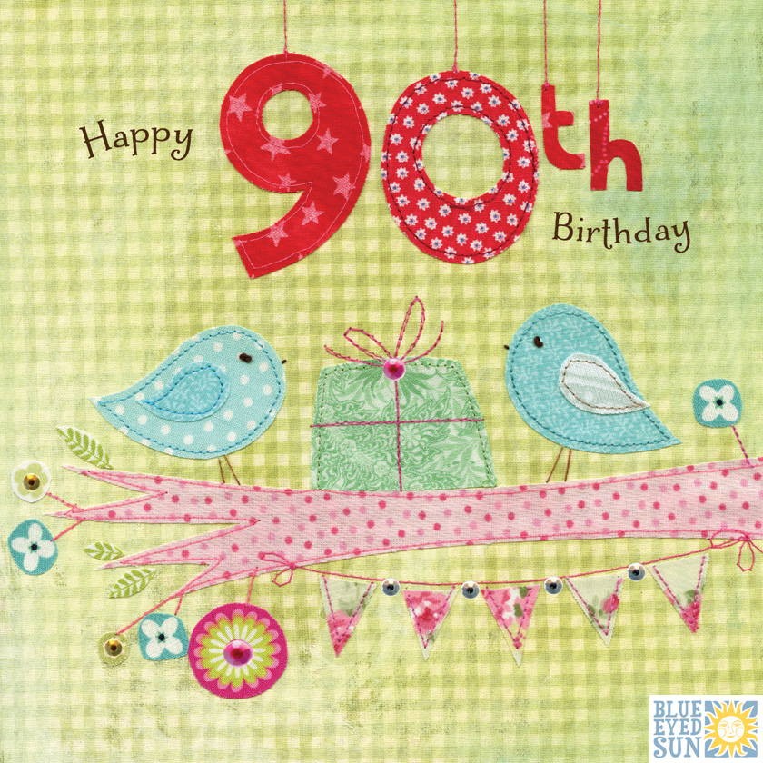 buy 90th birthday card for her with birds online from karenza paperie
