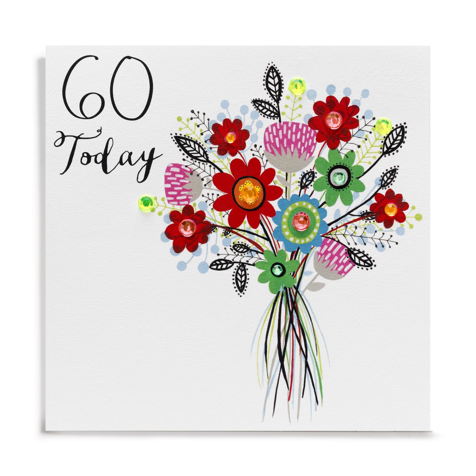 buy 60th birthday card for her online from karenza paperie age sixty luxury birthday cards for her with floral bouquet