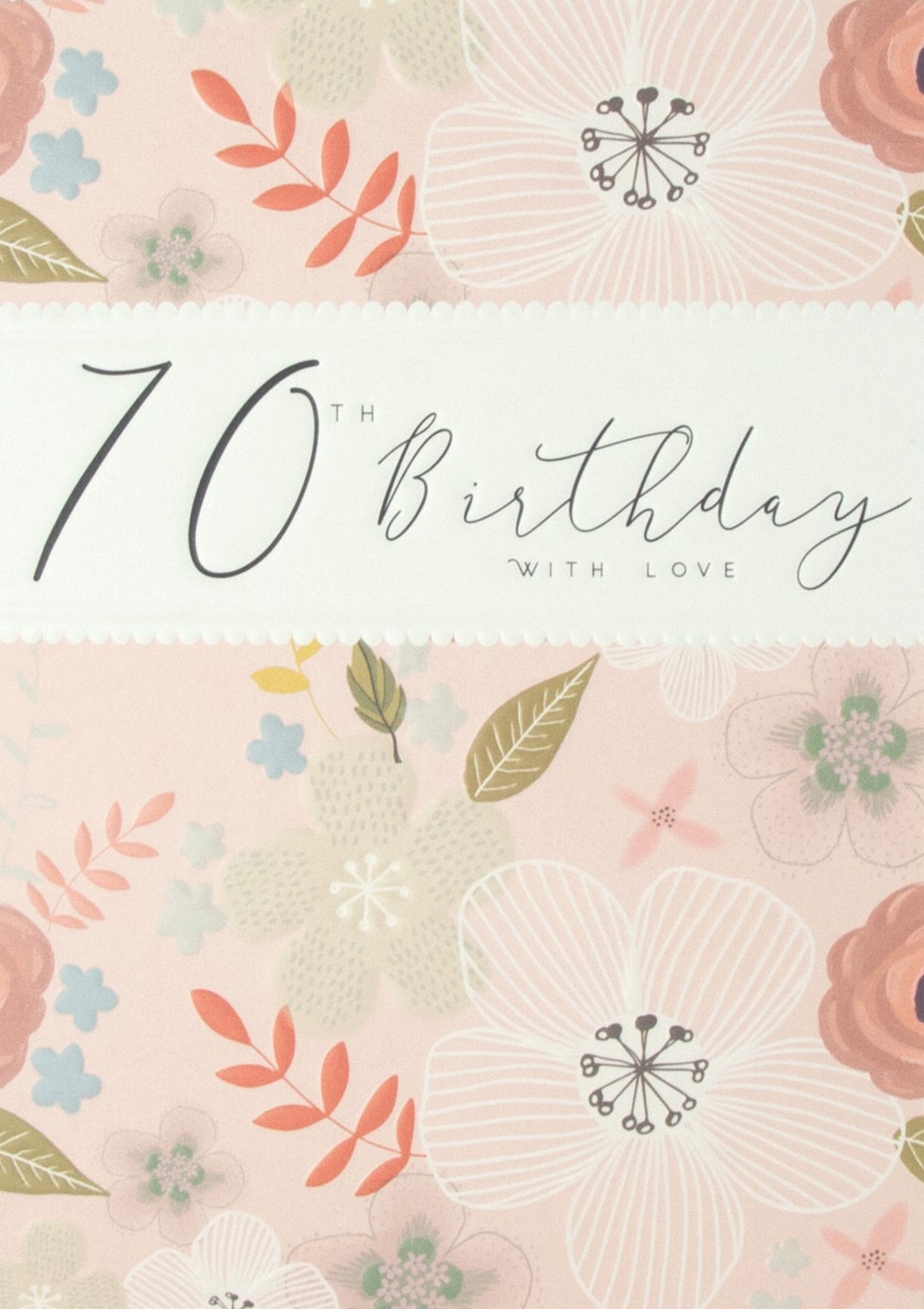 buy 70th birthday card for her online with pink flowers leaves contemporary age seventy seventieth female birthday cards buy online from karenza paperie