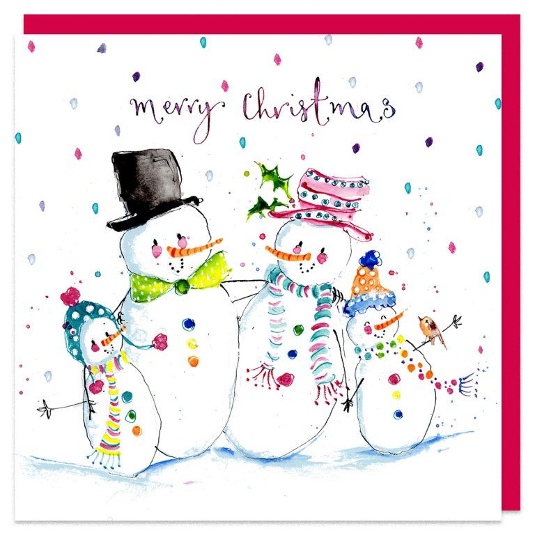 Snowman Snow Family Christmas Card Karenza Paperie