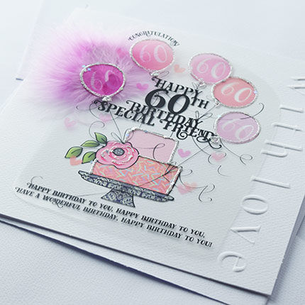 Handmade Friend 60th Birthday Cake Birthday Card Large Luxury