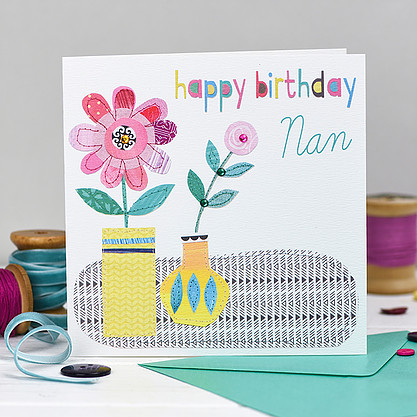 buy nan birthday card online with pots of flowers from karenza paperie pretty floral birthday cards for nans grandparents from grandchildren grandchild grandson granddaughter