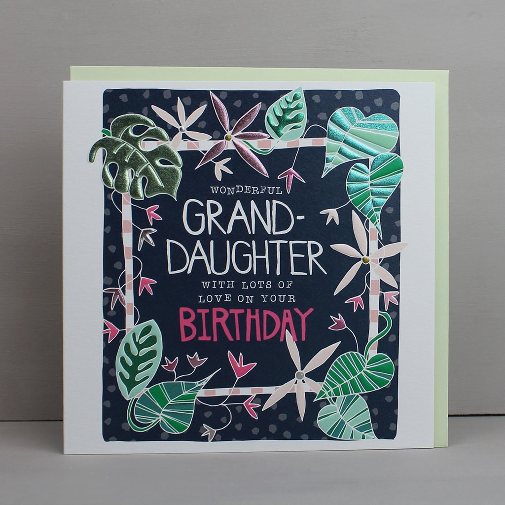 buy special granddaughter birthday card online at karenza paperie pretty botatical flowers leaves grand-daughter birthday cards
