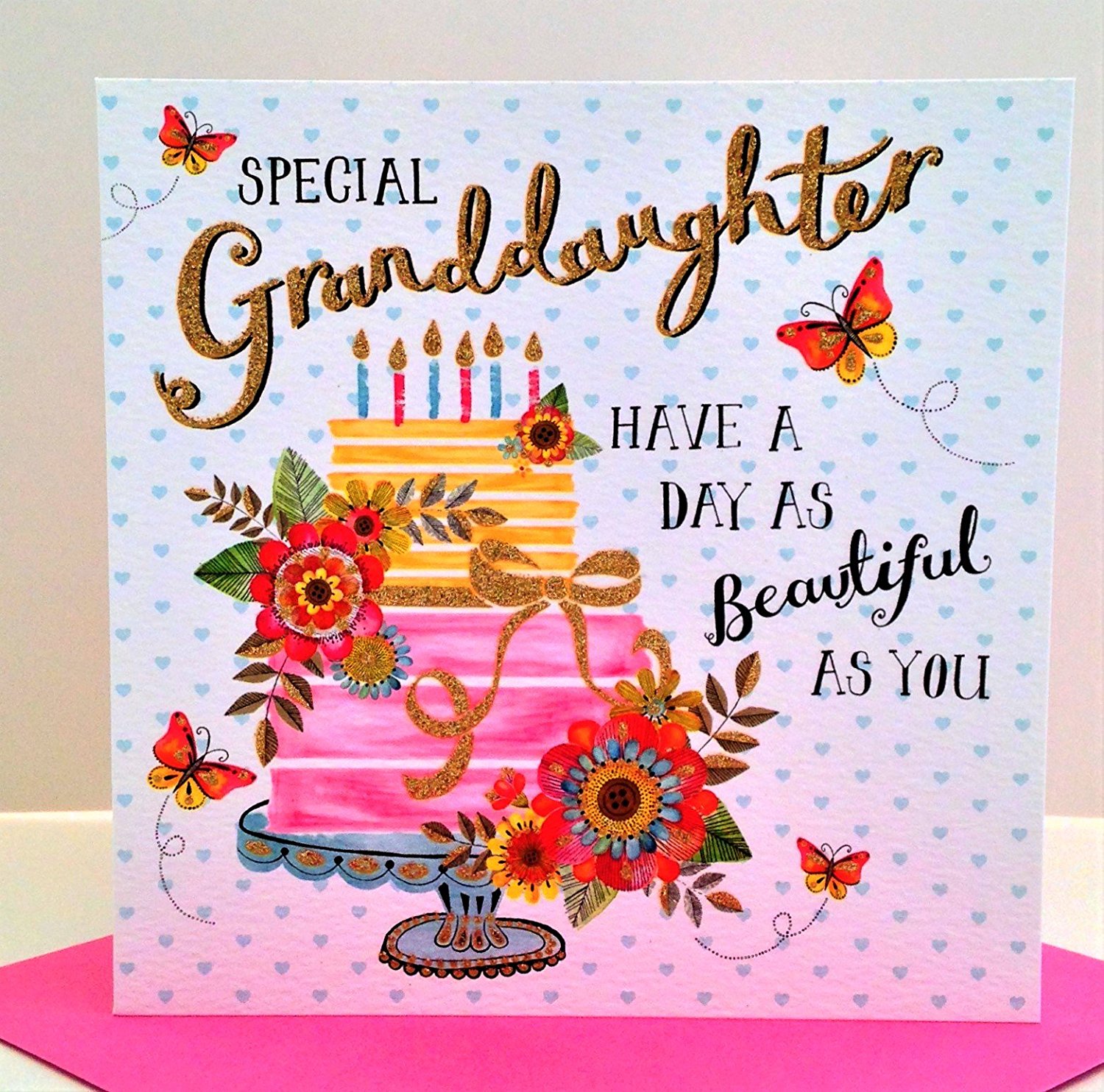 buy special granddaughter birthday card online at karenza paperie half price granddaughter card birthday cake butterflies flowers