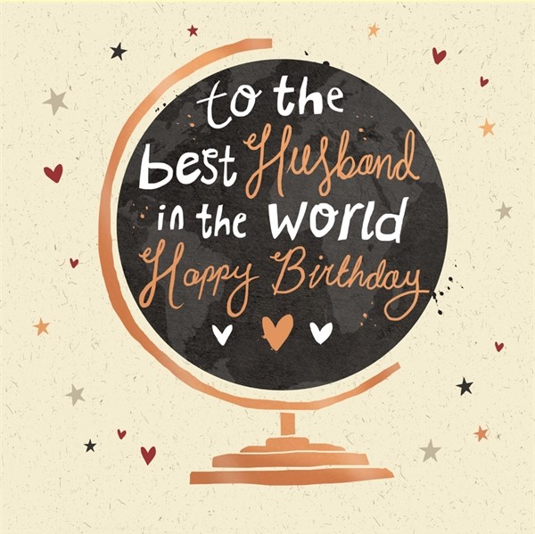 half price sale 50% off 1/2 price buy special husband birthday card online at karenza paperie best husband in the world globe birthday card