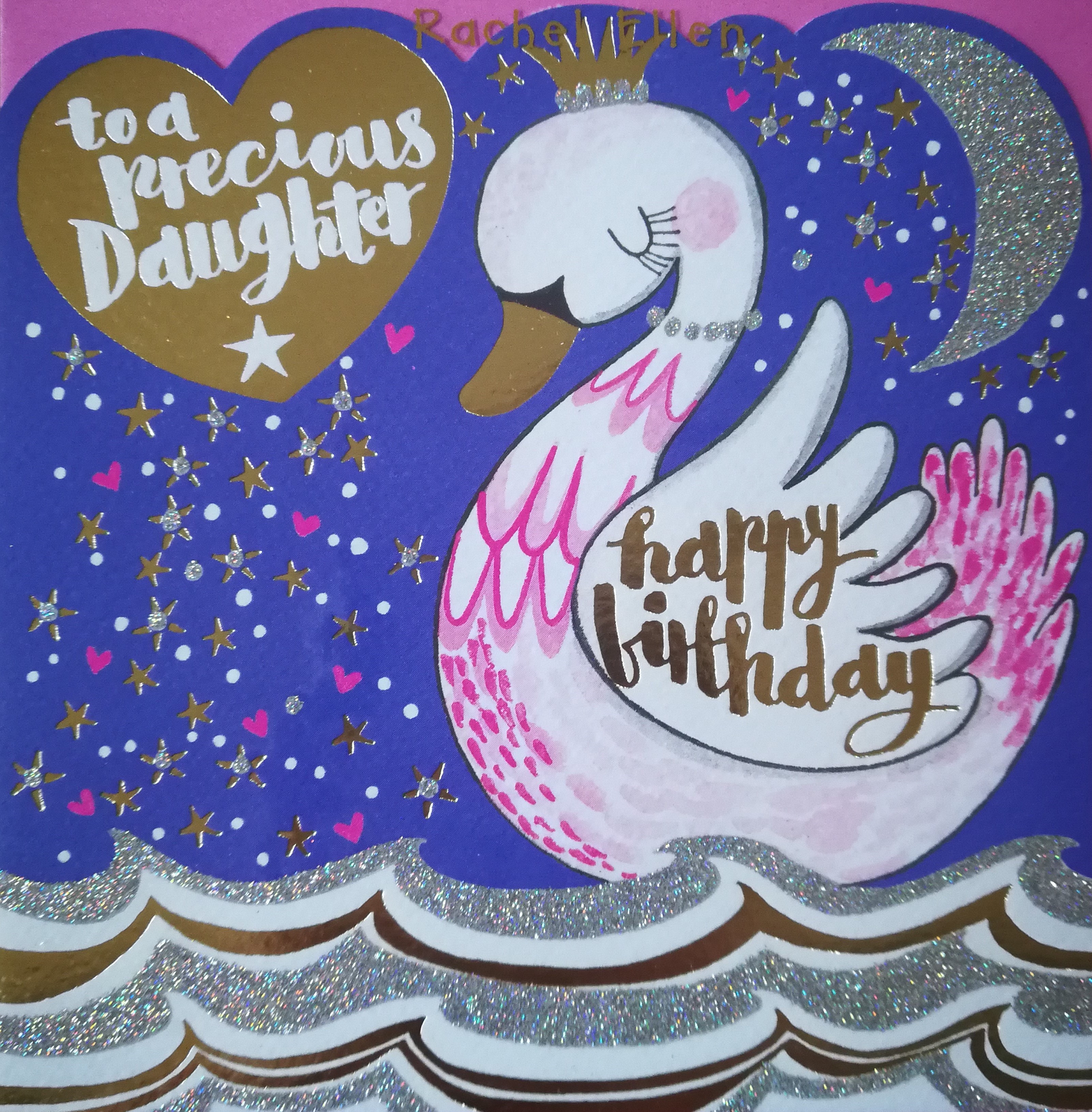 buy beautiful daughter birthday card online with swan moon star rachel ellen designs half price card sale 50% off 1./2 price daughter cards at karenza paperie
