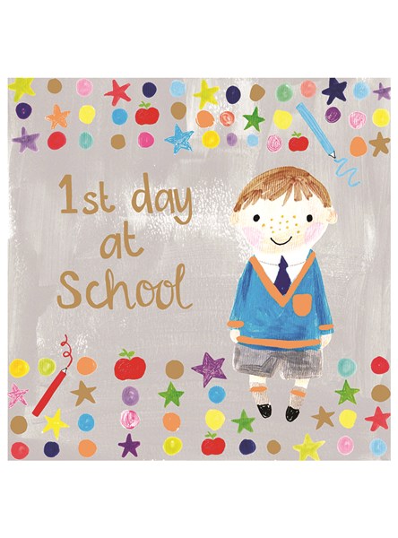 buy childrens first dat at school good luck cards online for boy girl 1st day at big school uni cards