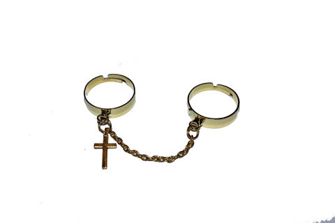 Hand,Made,By...,Bear,&,Mojo,'Chain,Cross,Charm,Double,Ring