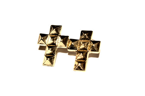 Cross,stud,gold,earrings,pyramid, stud, cross, earrings, gold, buy, bear, and, mojo
