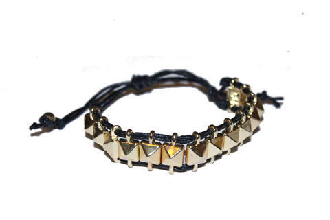 Black,and,Gold,Stud,Friendship,Bracelet,black, cord, friendship, bracelet, gold, studs, beads, buy, bear, and, mojo