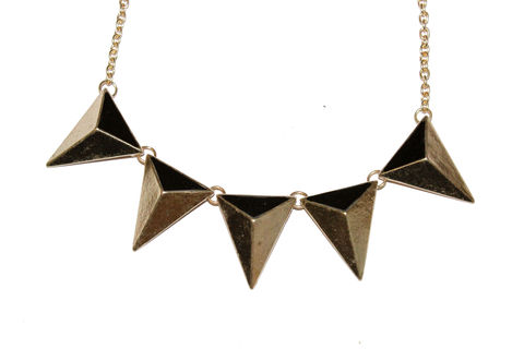 Gold,Triangle,Stud,Necklace,gold, necklace, pyramid, stud, five, buy, bear, and, mojo