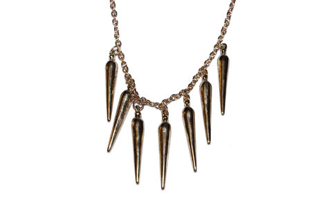 Single,Layer,Spike,Necklace,short, chain, spike, spiked, necklace, gold, cheap, bear, and, mojo, buy