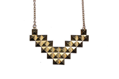 Pyramid,Stud,Necklace,Tetris, Necklace, Gold, Stud, Studded, Bear, and, Mojo, Buy
