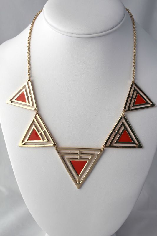 Painted Triangle Necklace - Red - product images