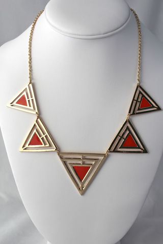 Painted,Triangle,Necklace,-,Red