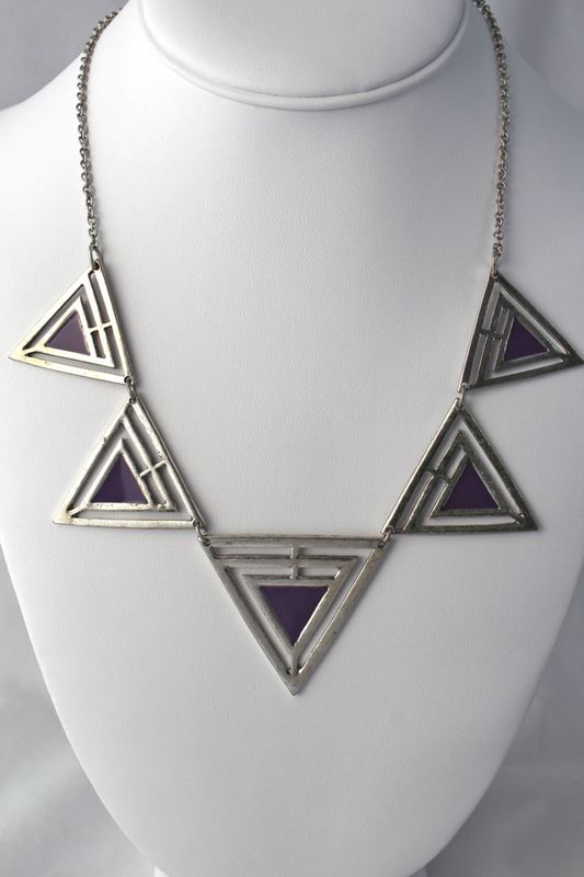 Painted Triangle Necklace - Purple - product images