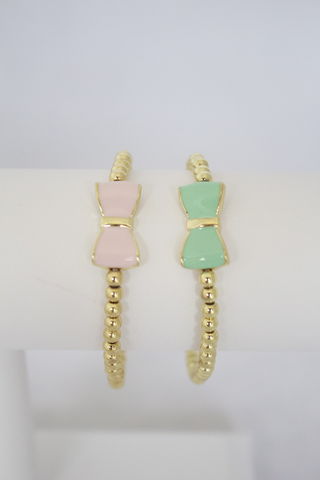 Painted,Bow,Bracelet,bow bracelet, stretchable bow bracelet, painted bow bracelet
