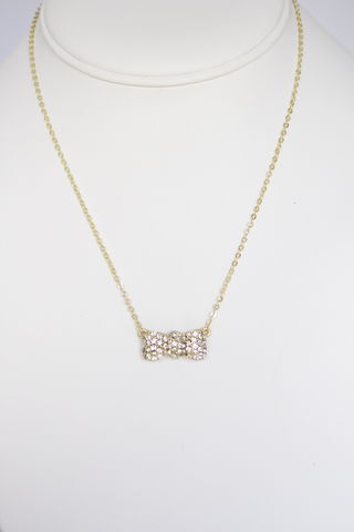 Crystal,Bow,Necklace,-,Gold,bow necklace, pave bow necklace, crystal bow necklace