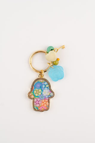 מחזיק,מפתחות,חמסיקה-,ציפוי,זהב,מחזיק מפתחות, חמסה, חמסה קטנה, אותנטי, פרחים, פרחוני, צבעוני, שמחה, מתנה מיוחדת, ייחודי
