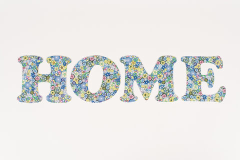 HOME,-,אותיות,12,סמ, עיצוב הבית, מדבקה, אות גדולה, מילה גדולה, מילים לעיצוב הבית, פרחים, צבעוני, פרחוני, מיוחד