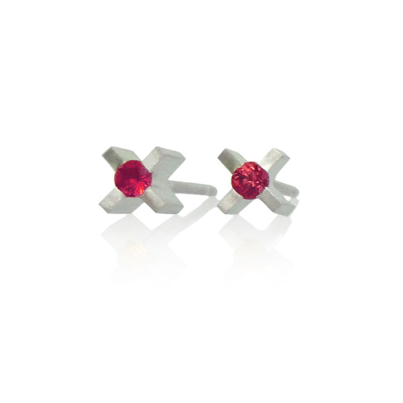 micro 'xx' earrings with rubies - product images  of 