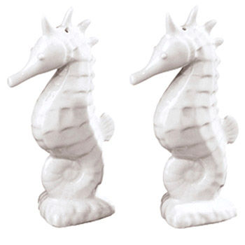 Seahorse,Salt,&,Pepper,White,Culinary:Salt & Pepper Shakers,seahorse salt and pepper salt & pepper ceramic pepper mill coastal
