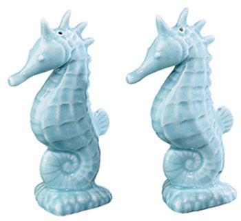 Seahorse,Salt,&,Pepper,Aqua,Culinary:Salt & Pepper Shakers,seahorse salt and pepper salt & pepper ceramic pepper mill coastal