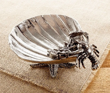 Coastal,lobster,dish,lobster starfish shell coral bowl aluminum dish