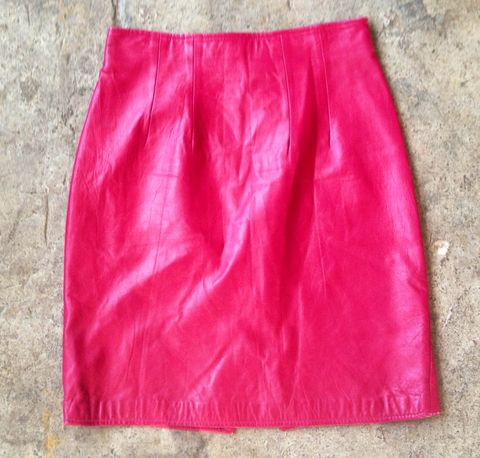 FANCIFUL,FUCHSIA,LEATHER,PENCIL,SKIRT,vintage, leather pencil skirt, pencil skirt, fuschia, pink