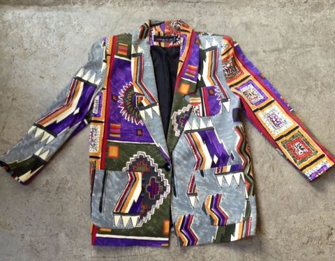 ELECTRIC,TRIBAL,PRINT,BLAZER,vintage, tribal, blazer, xlarge, multicolored