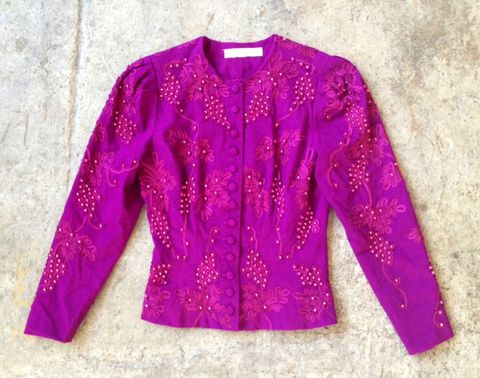 PURP,&,PEARLS,BEADED,JACKET,vintage, beaded, purple, jacket