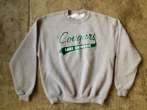 CATHOLIC,COUGAR,SWEATSHIRT,vintage, sweatshirt, catholic school girl, high school, team spirit