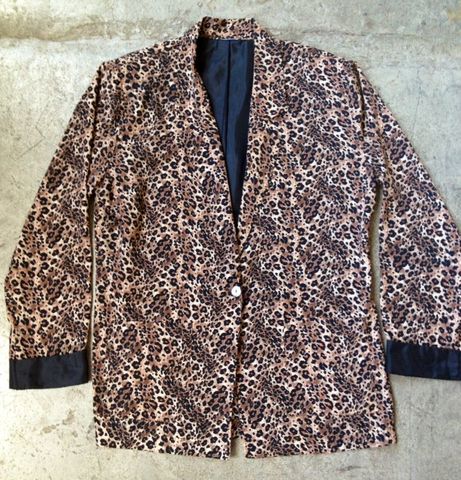 CLASSIC,LEOPARD,SATIN,BLAZER,vintage, leopard, satin, blazer