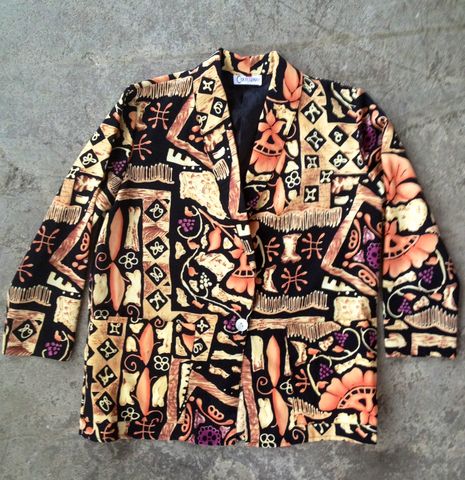 OH,MY,MAYAN,BLAZER,vintage, blazer, tribal print, floral print, xlarge, plus