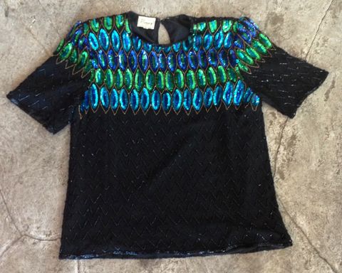 SHAHZADI,SEQUIN,TOP,vintage, sequins, top, sparkles, dressy top