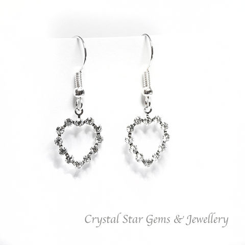 Heart,Earrings,earrings, heart, swarovski, crystal, silver