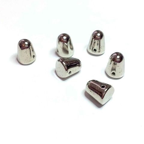 Gumdrop,Beads,-,Silver,Bullet/Nickel,Czech,Glass,czech glass gumdrop beads, gumdrop beads, 7mm x 10mm, 7 x 10mm, silver bullet, silver, nickel