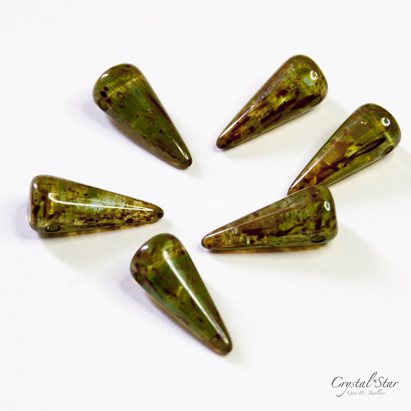 Spike Beads - Aqua Picasso - Czech - product images