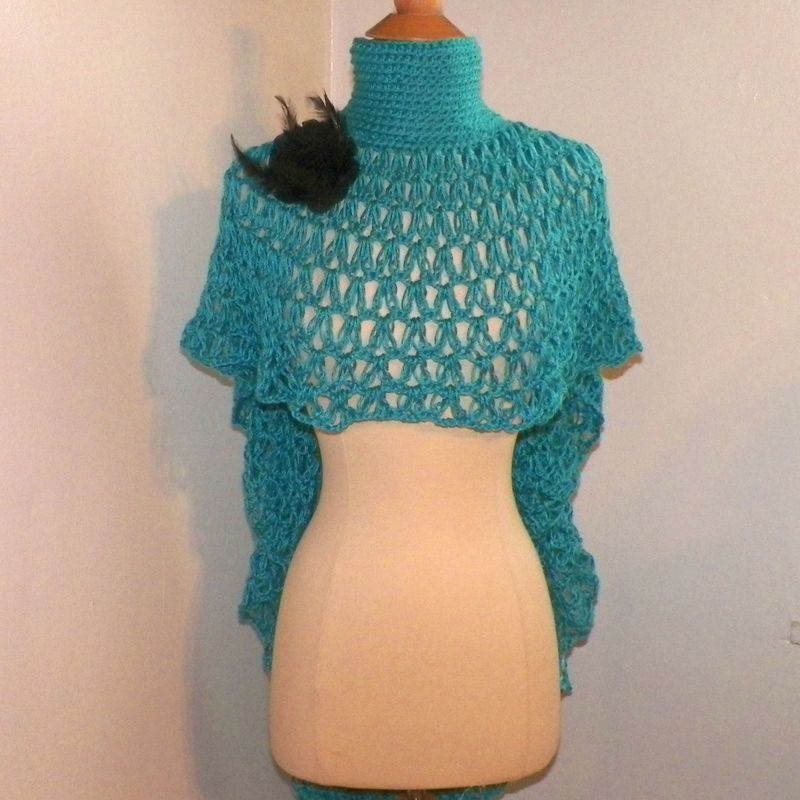 crochet turtleneck poncho
