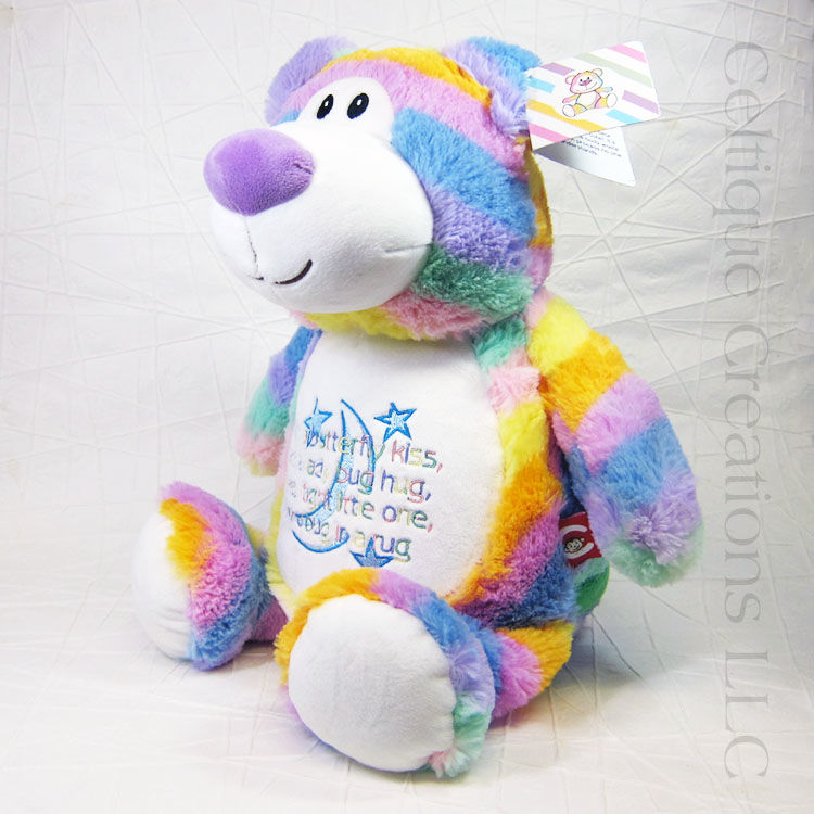 Personalized Pastel Rainbow Bear Cubbies Stuffed Animal Celtique